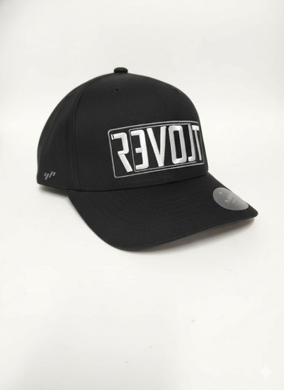 Black Yupoong FlexFit hat with LRC Logo patch side