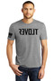 Grey Frost tri blend t-shirt w/Flag on the right arm. Front. Grey Frost tri blend t-shirt w/Flag on the right arm. Front.