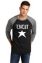 Premium Heather & Vintage Black 3/4 Sleeve Raglan Tee. Front. Premium Heather & Vintage Black 3/4 Sleeve Raglan Tee. Front.