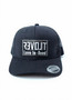 Black YuPoong Retro Trucker snapback hat with Love Revolt Clothing patch