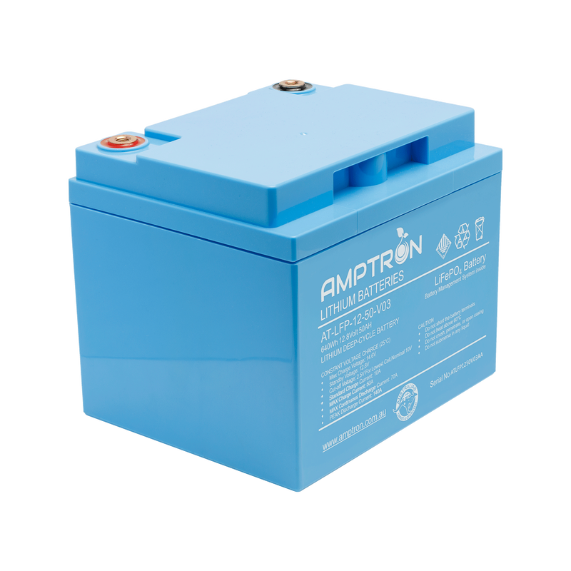 AMPTRON (AT-LFP-12-50V03) 12V 50Ah 70 amp Continuous Discharge Lithium LiFePO4 Battery