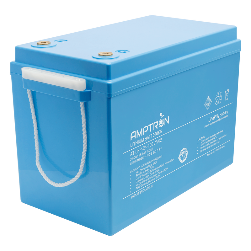  AMPTRON (AT-LFP-24-100AV02) 24V 100Ah / 100Amp  Continuous Discharge Lithium LiFePO4 Battery