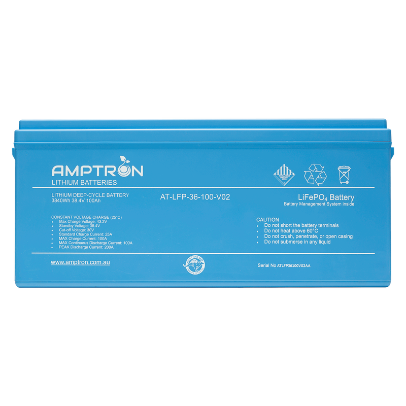 AMPTRON 36Volt 100Ah / 100Amp  Continuous Discharge Lithium LiFePO4 Battery