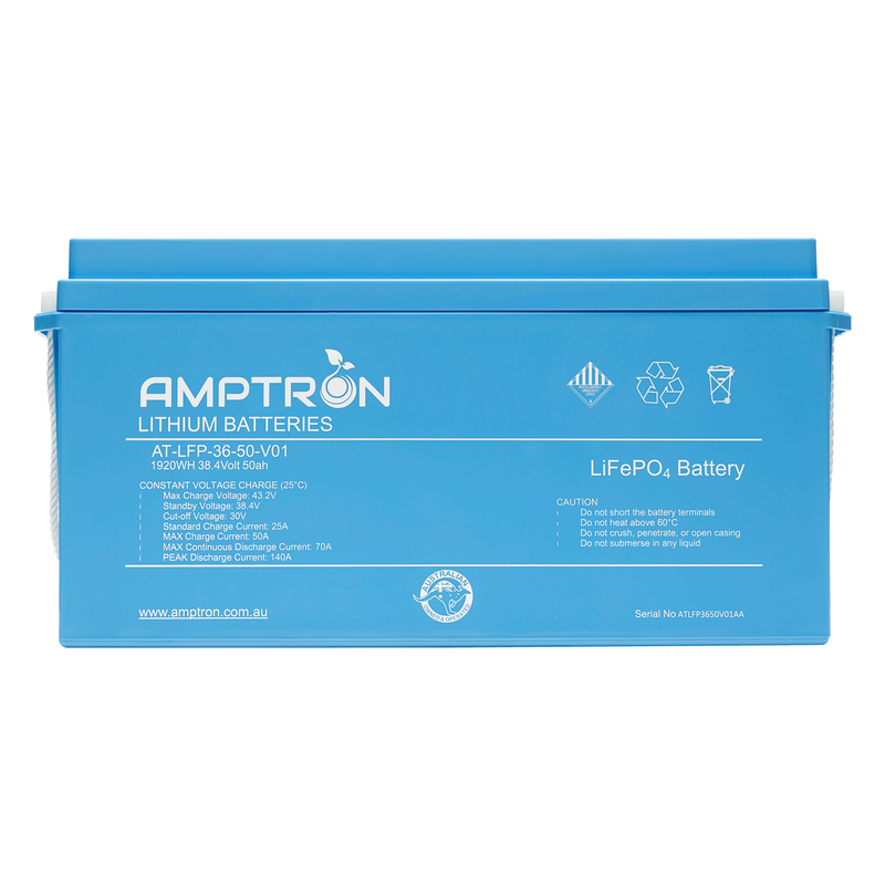AMPTRON 36V 50Ah / 70Amp  Continuous Discharge Lithium LiFePO4 Battery