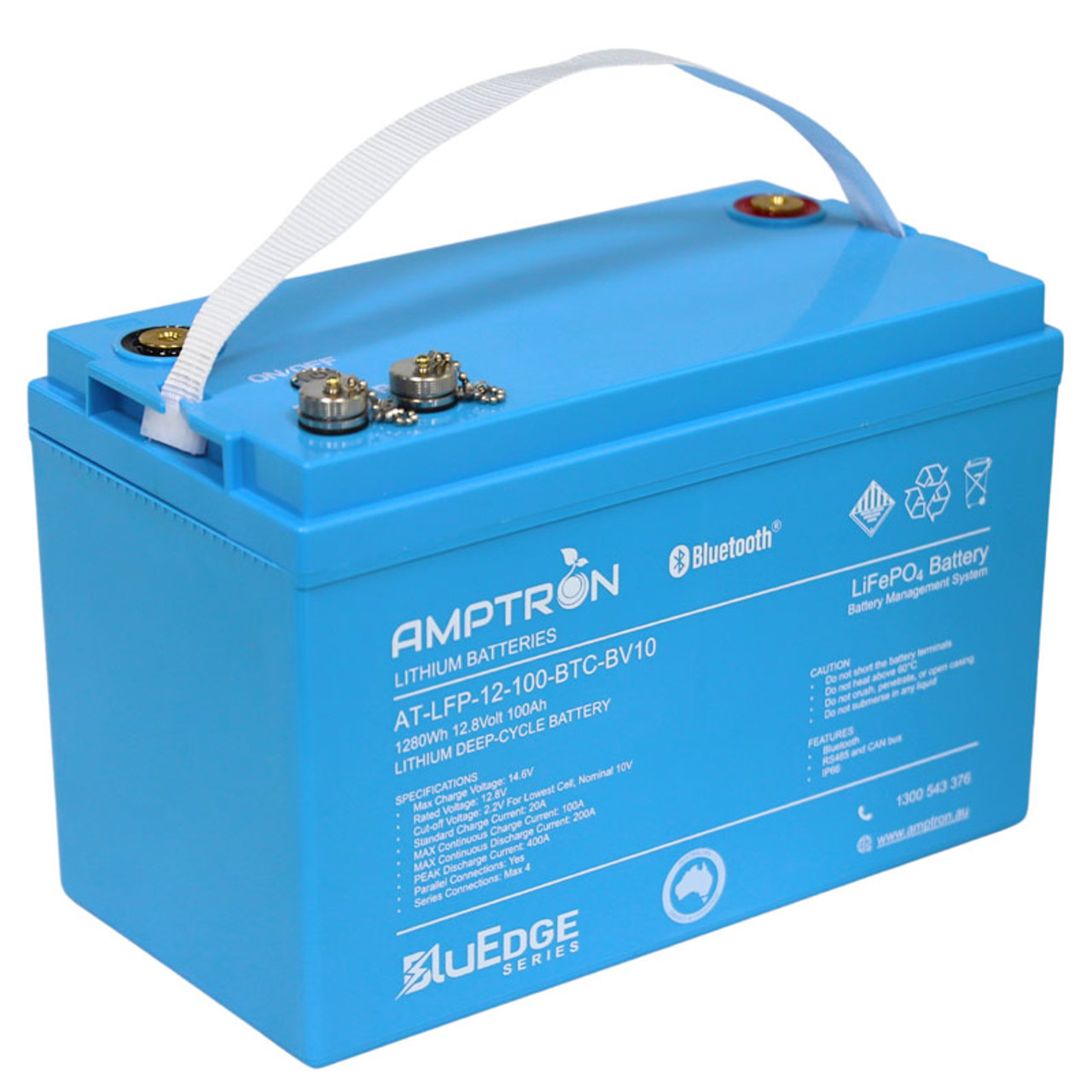 Amptron BluEdge 12V 100Ah 200 amp Continuous  Discharge LiFePO4 Battery  with Bluetooth + RS485 + CAN bus 