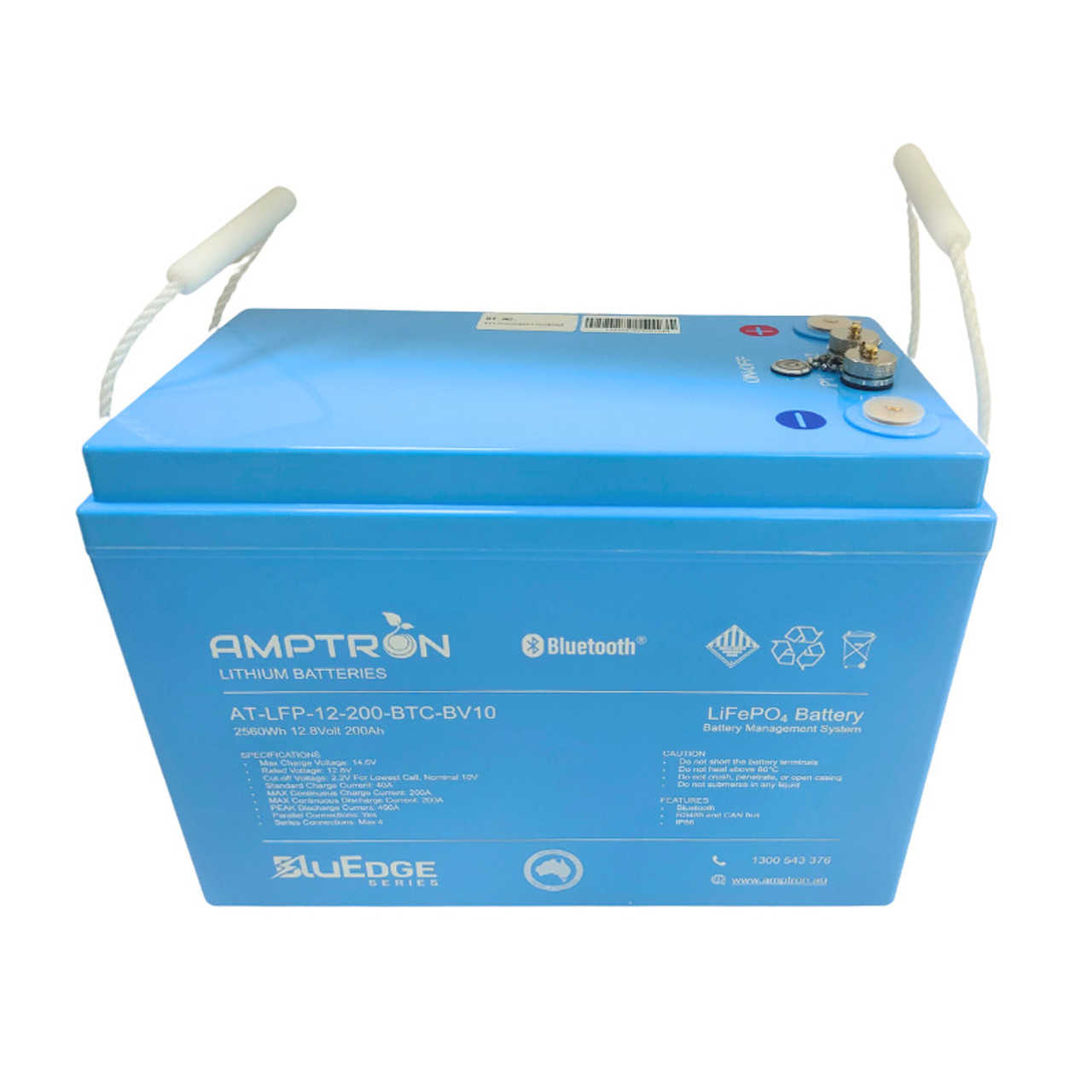 Amptron BluEdge 12V 200Ah / 200amp Continuous discharge Slimline  LiFePO4 Battery with Bluetooth + RS485 + CAN bus 