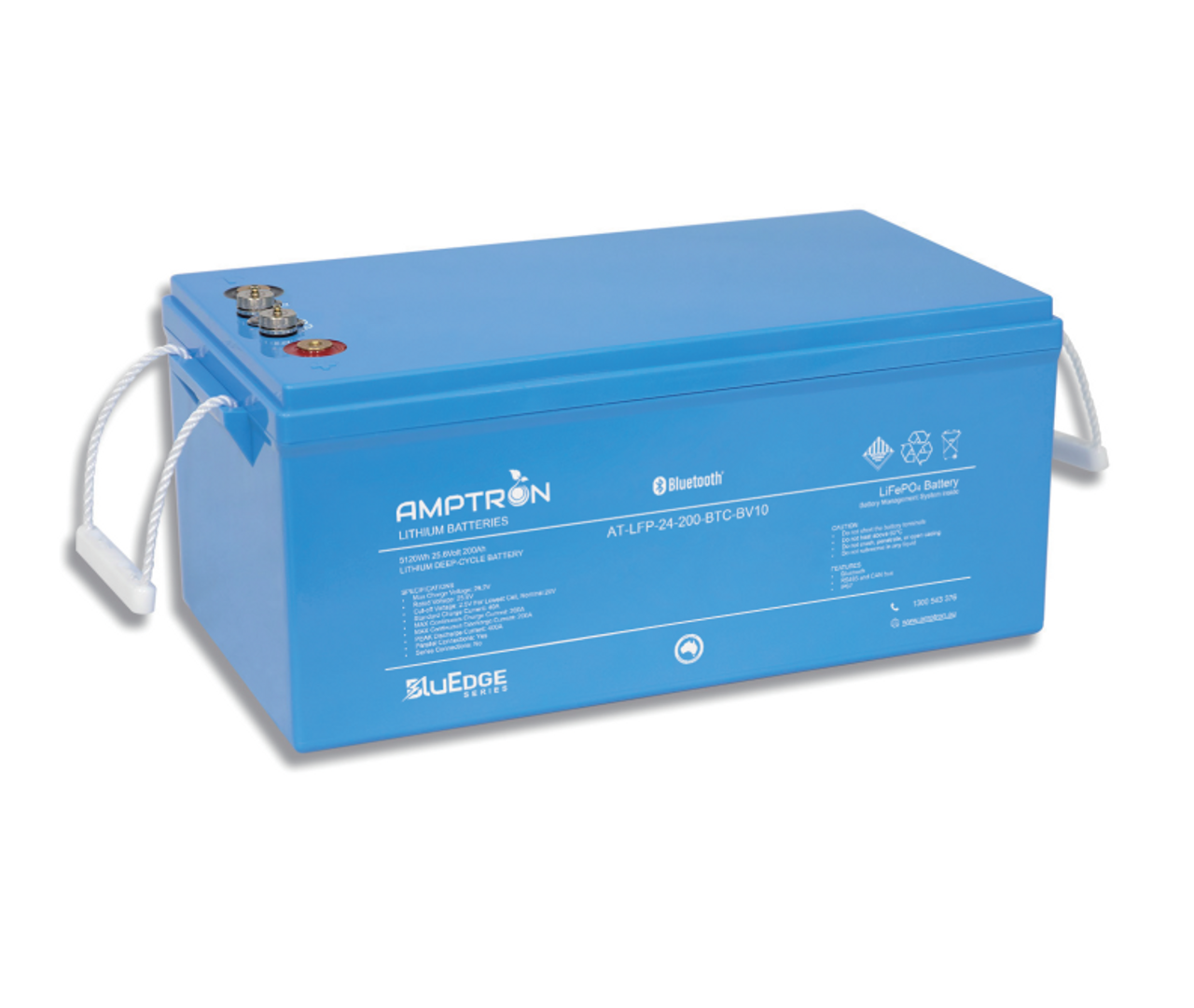 AMPTRON BluEdge 24V 200Ah / 200A Continuous Discharge LiFePO4 Battery with Bluetooth + RS485 + CAN bus