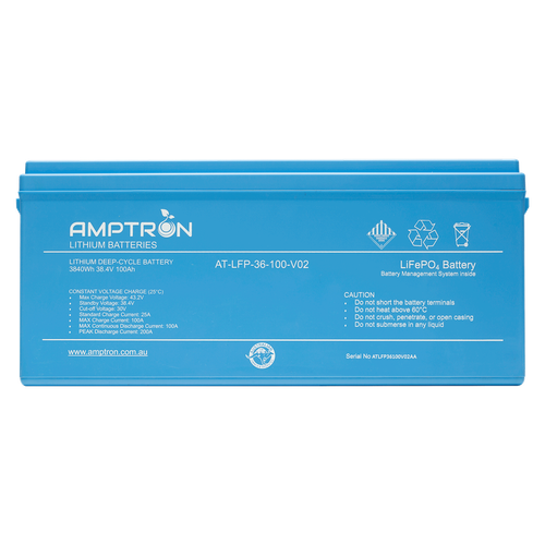 AMPTRON 36Volt 100Ah / 100Amp  Continuous Discharge Lithium LiFePO4 Battery
