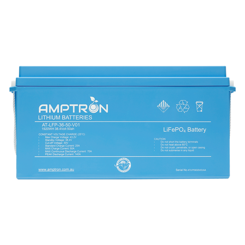 Amptron 36V 50Ah / 70Amp  Continuous Discharge Lithium LiFePO4 Battery