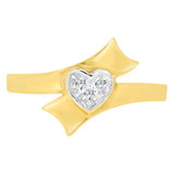 Modern Abstract Heart Ring Created CZ Crystal Yellow Gold 14k [R140-023]