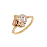 Flower Lady Ring Cubic Zirconia Tricolor Gold 14k [R140-101]