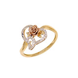 Flower Lady Ring Cubic Zirconia Tricolor Gold 14k [R140-104]