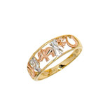 Lucky Symbols Band Ring Cubic Zirconia Tricolor Gold 14k [R142-101]