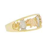 Lucky Symbols Tapered Band Cutout Ring  Tricolor Gold 14k [R146-001]