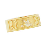 Lucky Symbols Band Ring Tricolor Gold 14k [R146-003]