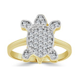 Turtle Ring Cubic Zirconia Yellow Gold 14k [R146-026]