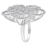 Large Fancy Flower Design Ring Cubic Zirconia White Gold 14k [R150-051]