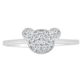 Small Teddy Bear Face Silhouette Ring Cubic Zirconia Yellow Gold 14k [R150-072]