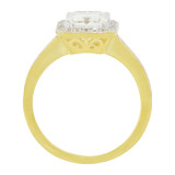 Emerald Cut Lady Engagement Ring Cubic Zirconia Yellow Gold 14k [R154-005]