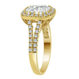 Cushion Cut Lady Engagement Ring Cubic Zirconia Yellow Gold 14k [R154-017]