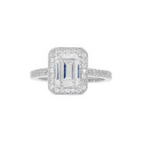 Emerald Cut Lady Engagement Ring Cubic Zirconia Yellow Gold 14k [R154-055]