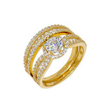 2 Piece Lady Engagement Ring Cubic Zirconia Yellow Gold 14k [R154-101]