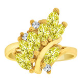 Leaf Cluster Ring Yellow CZ Nov Yellow Gold 14k [R200-111]