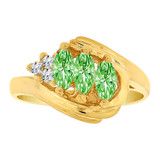 Marquise Cluster Ring Lt Green CZ Aug Yellow Gold 14k [R200-208]