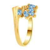 Marquise Cluster Ring Aqua CZ Mar Yellow Gold 14k [R200-403]