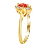 Dainty Marquise Shape Ring Red CZ Jul Yellow Gold 14k [R201-407]