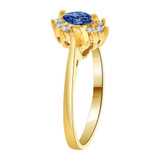 Dainty Marquise Shape Ring Blue CZ Sep Yellow Gold 14k [R201-409]