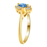 Dainty Marquise Shape Ring Lt Blue CZ Dec Yellow Gold 14k [R201-412]