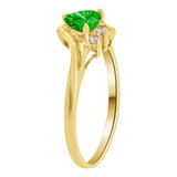 Dainty Heart Shape Ring Green CZ May Yellow Gold 14k [R202-305]