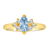 Dainty Marquise Shape Ring Aqua CZ Mar Yellow Gold 14k [R203-303]