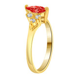 Dainty Marquise Shape Ring Red CZ Jul Yellow Gold 14k [R203-307]