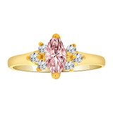 Dainty Marquise Shape Ring Pink CZ Oct Yellow Gold 14k [R203-310]