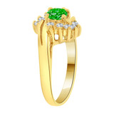 Small Round Cluster Ring Green CZ May Yellow Gold 14k [R204-105]