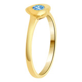 Small Heart Ring Lt Blue CZ Dec Birthstone Yellow Gold 14k [R205-112]