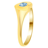 Small Heart Ring Aqua CZ Mar Birthstone Yellow Gold 14k [R205-203]