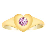 Small Heart Ring Purple CZ Jun Birthstone Yellow Gold 14k [R205-206]