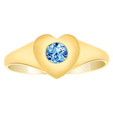 Small Heart Ring Lt Blue CZ Dec Birthstone Yellow Gold 14k [R205-212]