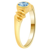 Modern Ring Aqua CZ Mar Birthstone Yellow Gold 14k [R205-303]