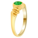 Modern Ring Green CZ May Birthstone Yellow Gold 14k [R205-305]