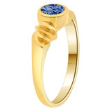 Modern Ring Blue CZ Sep Birthstone Yellow Gold 14k [R205-309]