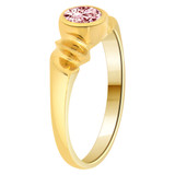Modern Ring Pink CZ Oct Birthstone Yellow Gold 14k [R205-310]