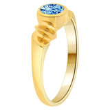 Modern Ring Lt Blue CZ Dec Birthstone Yellow Gold 14k [R205-312]