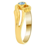 Modern Ring Aqua CZ Mar Birthstone Yellow Gold 14k [R205-403]