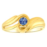 Modern Ring Blue CZ Sep Birthstone Yellow Gold 14k [R205-409]