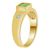 Tapered Band Ring Princess Cut Lt Green CZ Aug Yellow Gold 14k [R206-108]