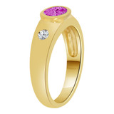 Tapered Band Ring Oval Violet CZ Feb Yellow Gold 14k [R206-202]